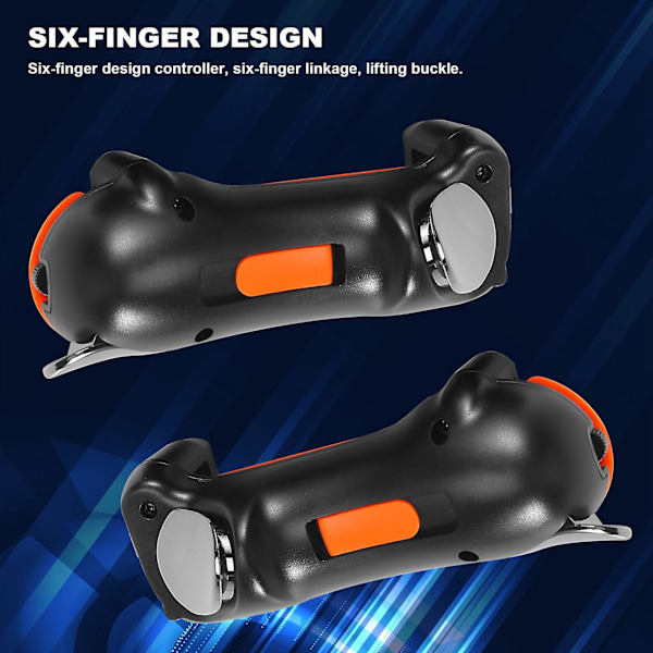 Sex Fingrar för iPad PUBG Controller Kapacitiv Justerbar Mobil Spel Trigger L1R1 Knapp Gamepad-X44-