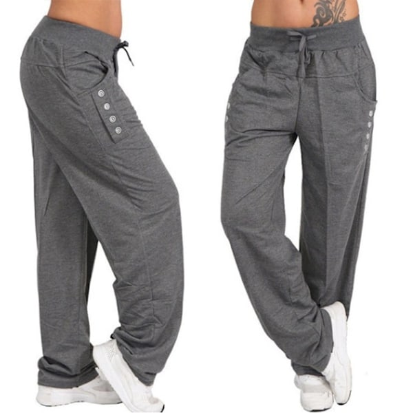 Dame Joggebukser Treningsbukser Casual Gymnastikkbukser mørkegrå dark grey M
