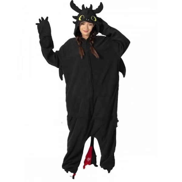 Vuxen Kigurumi Onesie Tecknad Tandlös Pyjamas För Vuxna Kvinnor Män Djur Pyjamas Hemmakläder Halloween Cosplay Festdräkt[HK] Black-XF10- Black M Fit 158-168cm