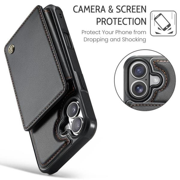 iPhone 17 Cover med kortlomme og RFID-beskyttelse Svart