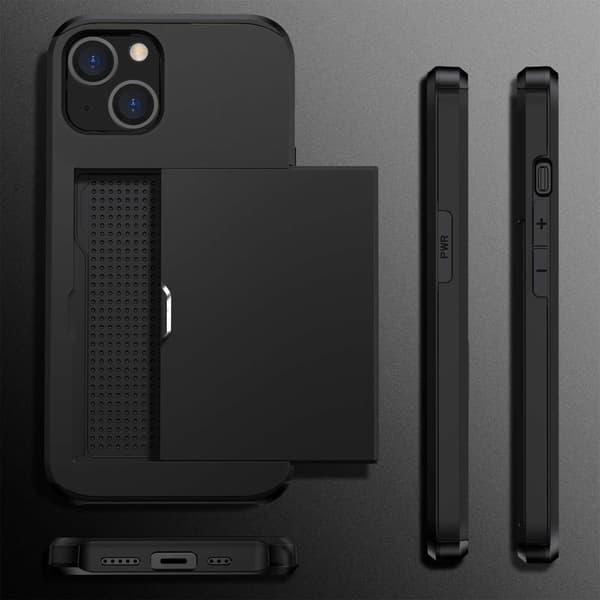 SKALO iPhone 14 Armor Case Card Holder - Black Svart black
