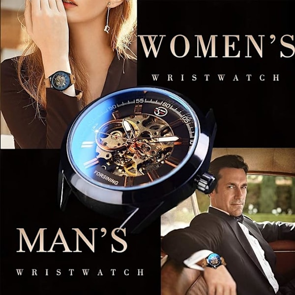 Herr Automatisk Skelett Mekanisk Armbandsur Casual Sportklocka-FS2-