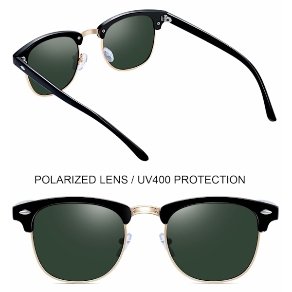 Semi-Rimless Polariserede Solbriller Herre - UV400 Beskyttelse Retro
