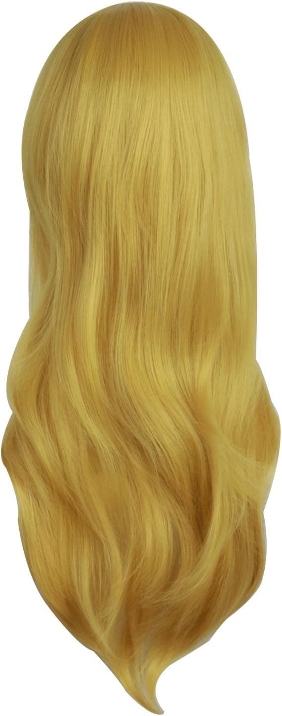 28 tommer / 70 cm kvinders sidehår lang krøllet hår cosplay paryk til kvinder pige Guld/Gul