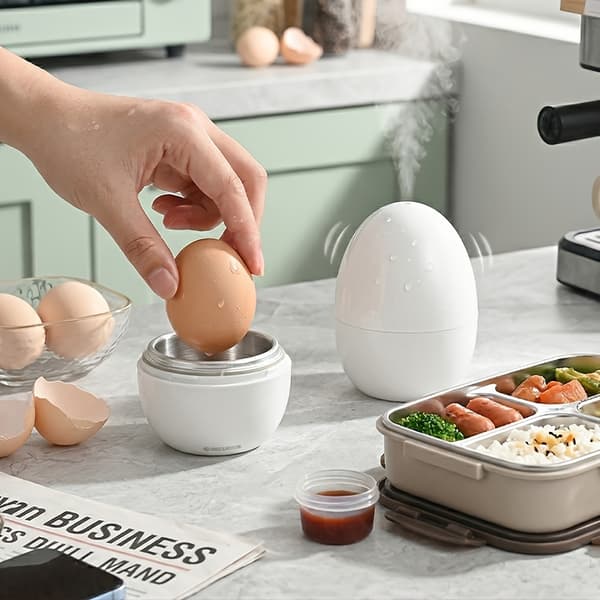 Mikrobølgeovn Eggekoker Matkvalitets Aluminium Eggformet Dampkoker Bærbar 1pc White