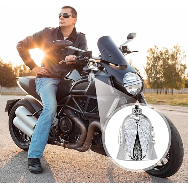 2 st Guardian Bell Nyckelring Motorcykel, Skyddsängel med Hängande Ring och Kedja, Skyddsklocka för Cyklar, Bilar, Motorcyklar, Elfordon