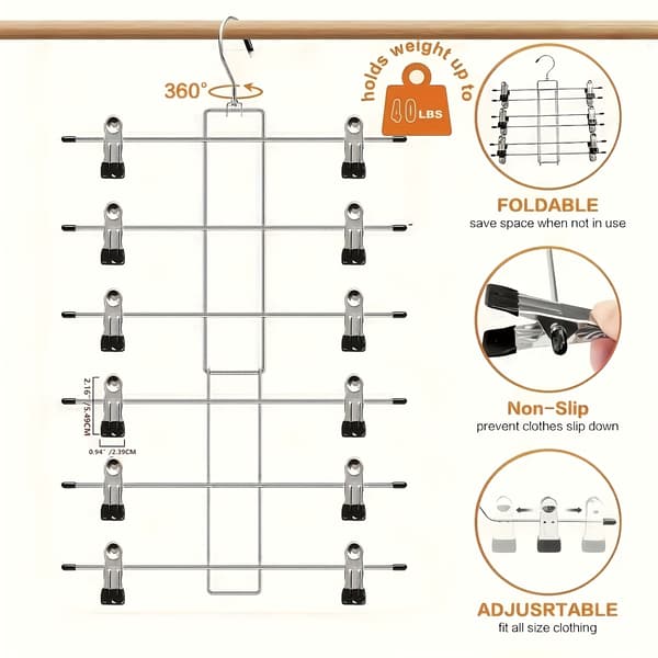 6-lags metal nederdel bøjle organizer 360° roterende krog 2pcs Not provided