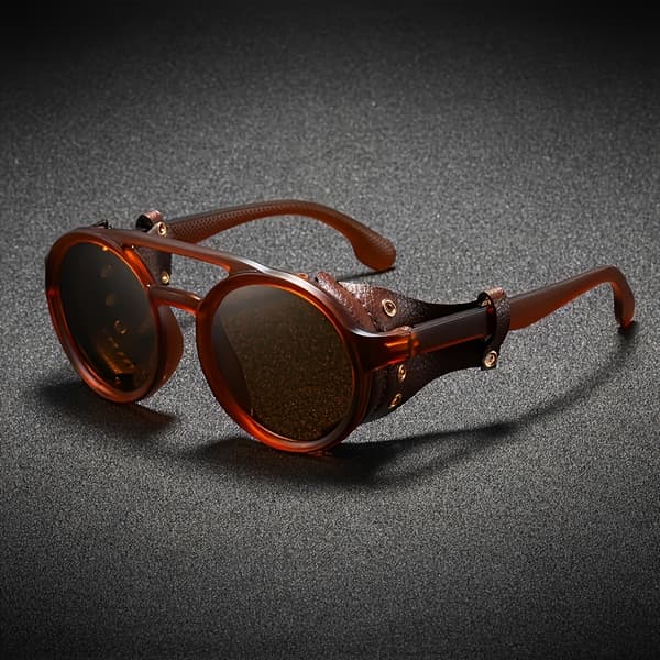 Retro Punk Runde Solbriller med Minimalistisk Plastikstel og UV400 Beskyttelse Blk Frame Tea L