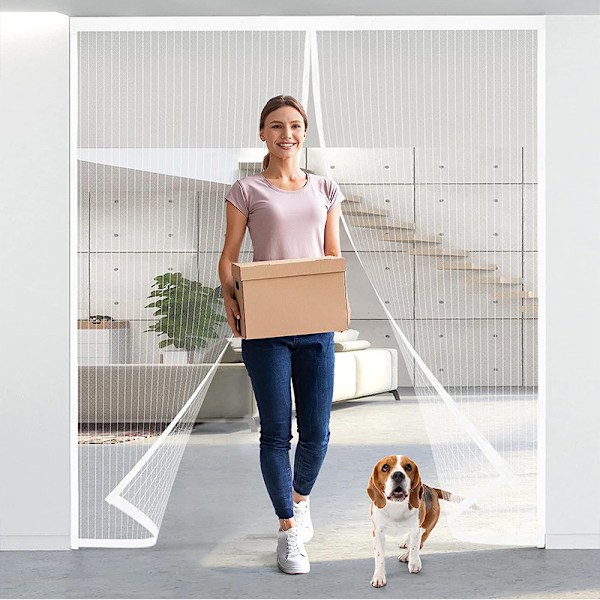Myggenetdør med magnet 120x210 cm (47x83 tommer), Hvid-FS3-