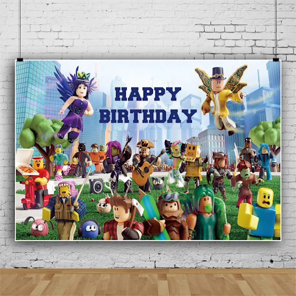 Barn Födelsedagspresentpåsar Roblox Tema Festtillbehör Papperstallrikar Muggar Assietter Servetter Babyshower Engångsservis Set 80 st - XF10- 120x80