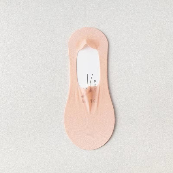 5 Par Dam Osynliga Båtsockor Andningsbara Silikon Halkfria Ultratunna Socktofflor Högkvalitativ Elastisk Is Silke Låga Strumpor-FS2- Orange Red