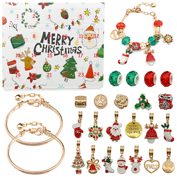 24-dages Nedtællingskalender DIY Blind Box Armbånd Ornament Julegave