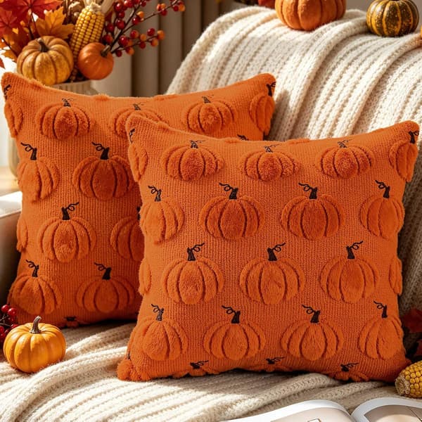 Pudebetræk sæt 2 stk. 45x45cm efterår, græskar pyntepude til Halloween Thanksgiving, indendørs udendørs have sofa stue efterårsindretning