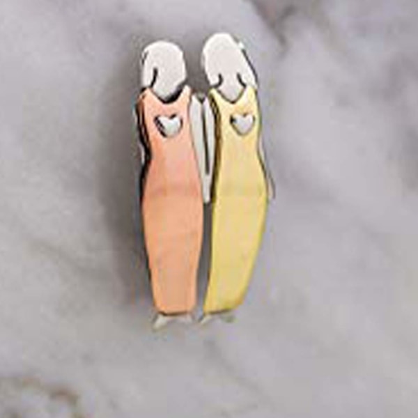 Legering Syster Brosch Pin Set: 2 Systrar Klädsel Pin Systerskap Brosch Legering Tröja Bröstnålar Brosch för Handväska Tröja-FS5-