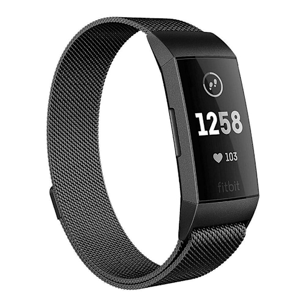 SKALO Milanese Loop for Fitbit Charge 3/4 - Flere farger Black Svart