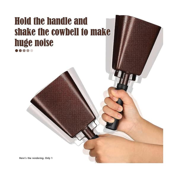 10 inch Steel Cowbell/Noise Maker with Handle, Cheering Bell for Sports. Solid School Handbell