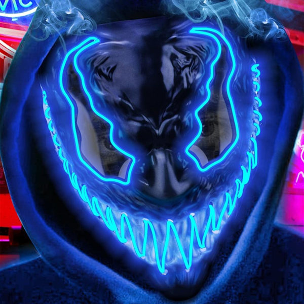Halloween LED Ansiktsmask Skrämmande Lysande Ansiktsmask Halloween Cosplay Mask för Fester Karnevaler Festivaler