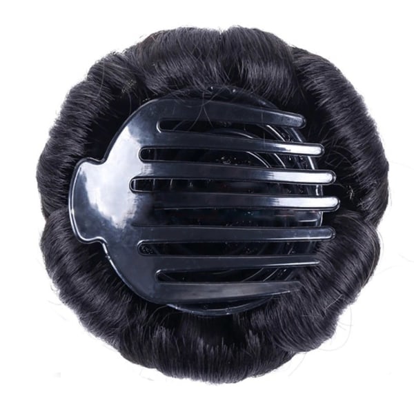 Syntetisk Scrunchie Hår Donut Rak Updo Flätade Hårstycken Klämma i Hår Stor Storlek Fest Cosplay Extensions Mörkbrun Vit Diamant