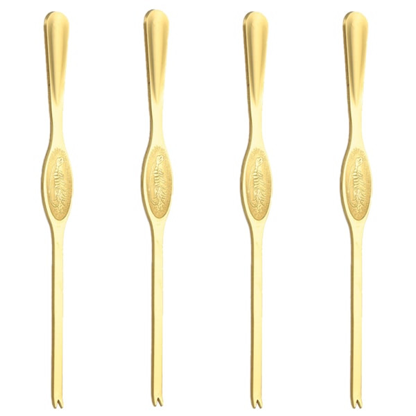 Krabbegaffel i Rustfrit Stål 4 stk Krabbe Spiseværktøj Krabbe Klo Krabbenål Husholdningsfisk og Skaldyr Skallet Hårig Krabbe Tilbehør B Large 15cm Gold