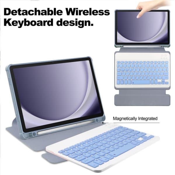 Samsung Galaxy Tab A9+ / A11+ 360° Rotation Protection with Keyboard Lavendel
