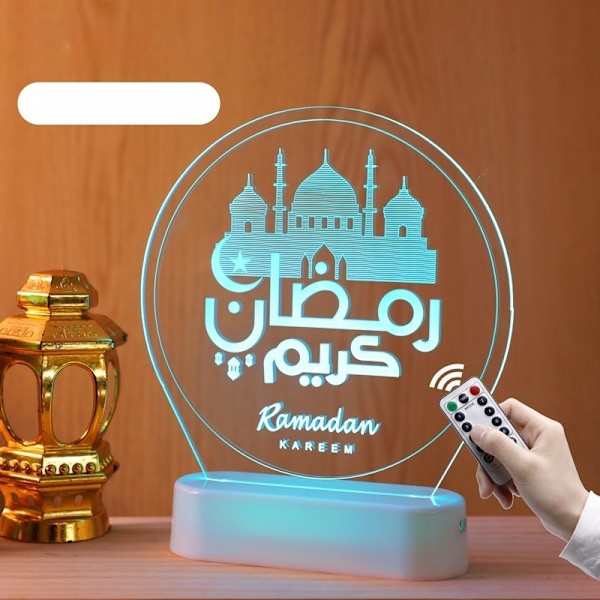ramadan led dekorasjon mubarak kareem eid mubara färg fjärrkontroll C farge fjernkontroll c