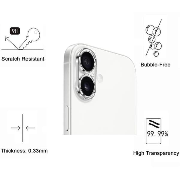 Skyddskamera för iPhone 17 [2-pack] Härdat Glas Bakre Kameraskydd Phonillico® Transparent