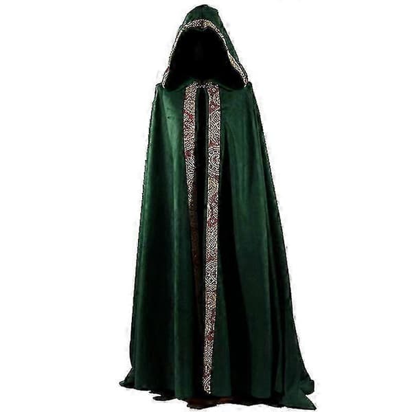 Herre 5-farvet lang kappe Middelalderkirke præstekjole kappe kappe Cosplay Halloween grøn