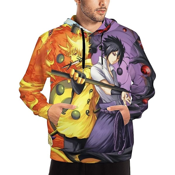 Voksne Naruto Sasuke 3D-printet Anime Hoodie Sweatshirt Hættetrøje Toppe Gaver-FS1- 3XL