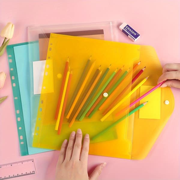 Plastkonvoluttmappe 8-pakning, brev-/A4-størrelse, PP-materiale for kontor og skole Letter/A4 Polychrome