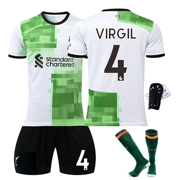23-24 Liverpool Grön Bortaliga Tröja Nr 11 Salah Tröja Outfit Vuxen Barn Nr 4 VIRGIL NO.4 VIRGIL NO.4 VIRGIL 2XL