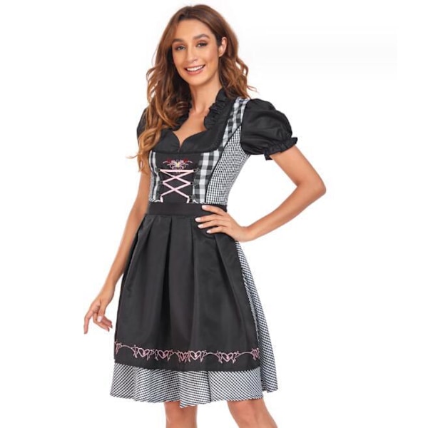 München Oktoberfest Damdräkt Svart Dirndl Servitris S
