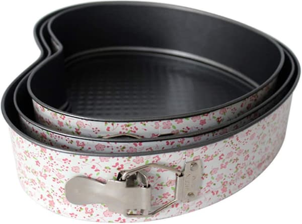 Sæt med 3 Hjerteformede Springforme, Non-stick, Pannon-stick, til Cheesecake, Hjerteformede Kageforme, DIY Bagning-FS-