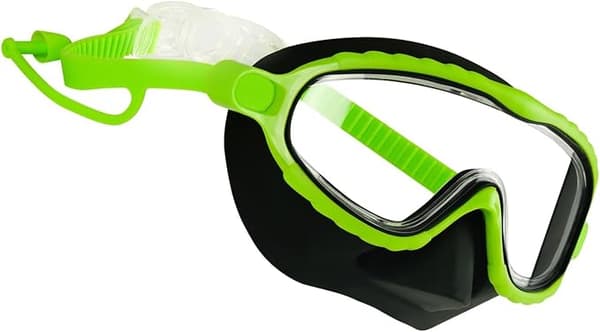Dykmask för barn med nässkydd 4-16 år, läckagesäkra snorkelglasögon för simning svart