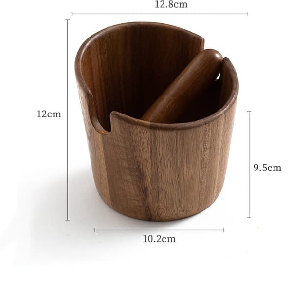Kaffesumpbehållare i trä för espressogrund – Kompakt design för hemmabaristor och kaffebarer