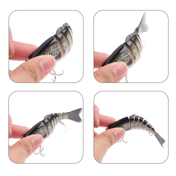3-pack Multi-jointed Fishing Lures for Freshwater and Saltwater, 3D Artificial Segment with Storage Box, 7-segment Fishing Lures with Hooks