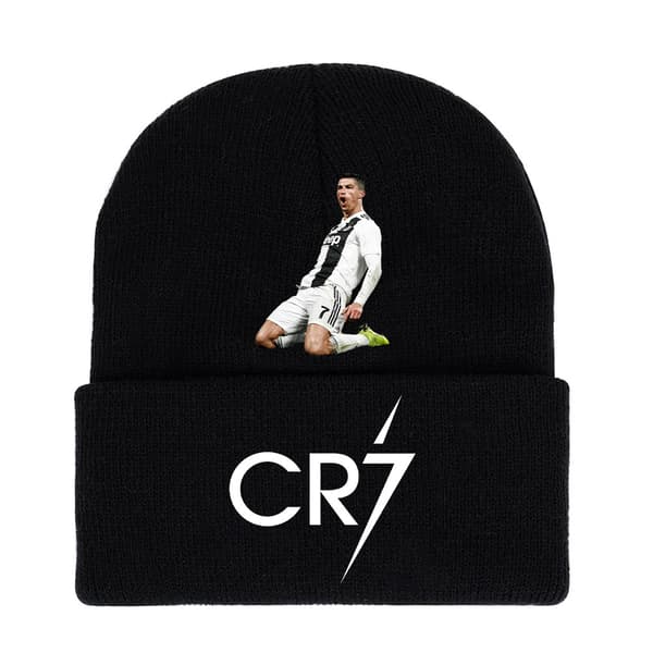 Gos- Fodbold Ronaldo CR7 trykt strikket sort hue 5-FS-