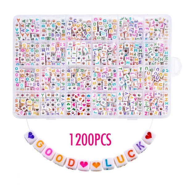 1200 stk akryl alfabet perler 6mm DIY smykkefremstilling Typ A