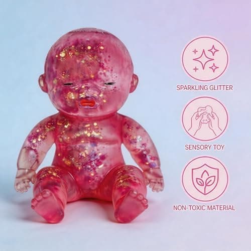 Glitterdukke Squishies Stressbold, Squishy Baby Sensorisk Fidget til Stresslindring, Blød Sød Klem, Bærbar Skrivebordsdekoration og Afslappende Gave til