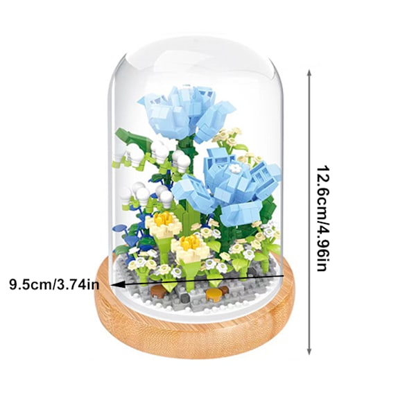 Blomsterbuket Byggesæt Kunstige blomster Byggestenslegetøj til DIY Boligindretning Valentinsgaver-X42- 0.1
