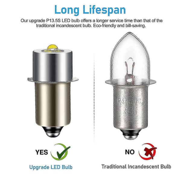 2 KPL P13.5S DC6V-24V LED Päivityslamput Valkoinen Maglite Cell Taskulamppu 6500K 3W