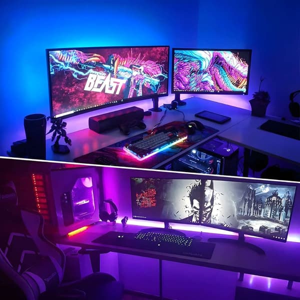 5M LED-slinge – Flerfarget med RGB-belysning og fjernkontroll multifärg multicolor