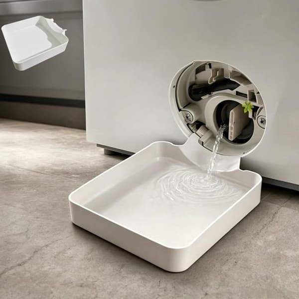 Tvättmaskinsdroppbricka med avlopp för läckageskydd av frontmatade maskiner White*4