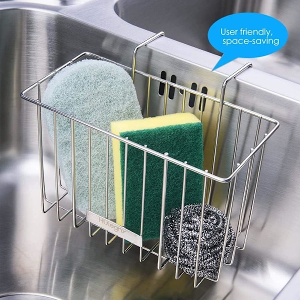 Svamp Holder for Vask, Rustfritt Stål Vask Caddy Avrenningsstativ