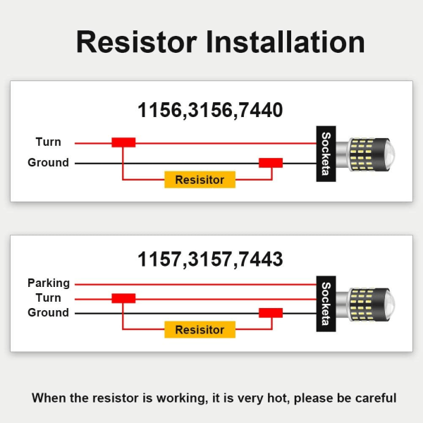 4 st 50W 8 Ohm LED-lastmotstånd för strålkastare, dimljus, blinkers, avkodare, kabel