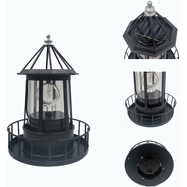 Solardriven Roterande Fyr LED Utomhus Trädgård Gräsmatta Lampa Dekoration
