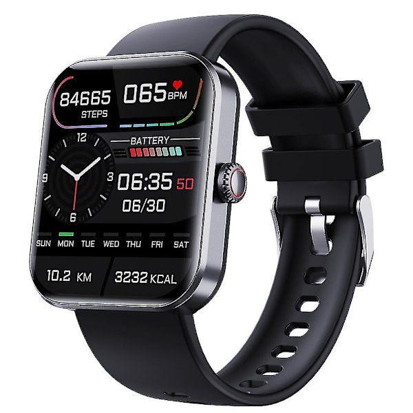 F57l Smartklokke for blodsukkerovervåking, Fitness Tracker med blodtrykksmåler Smart Watch for menn kvinner  Svart
