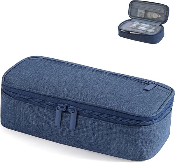 Large Pencil Case, 1 Piece Blue, 23x6.5x11cm, High Capacity for School, Teens and Adults