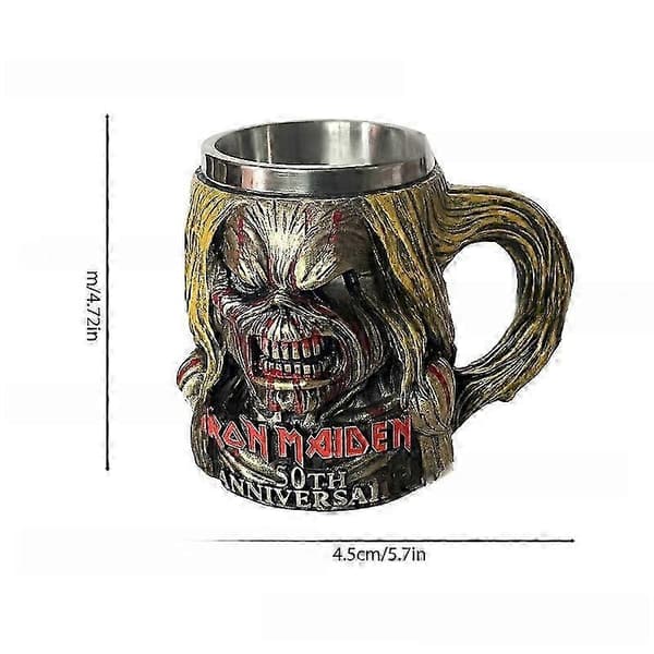 Iron Maiden 50-årsjubileum Kaffekopp i rustfritt stål, Krusdekorasjon B 301-400ml
