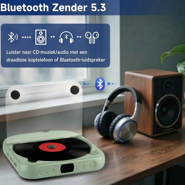 Bærbar CD-spiller med Bluetooth-radio, kompakt ultratynn USB C hurtiglading MP3 WMA