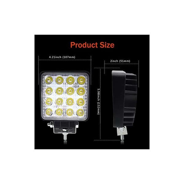 48W LED Work Light Offroad Floodlight 12V 24V Driving Light Headlight Extra Headlight for Tractor Excavator Car SUV, UTV, ATV HIASDFLS-FS-
